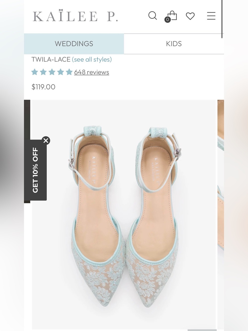 KAILEE P. - Twila-Lace Crochet Lace Pointy Toe Flats with Ankle Strap size 8